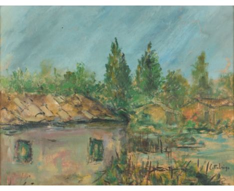GALILEO CATTABRIGA(Bondeno 1901-Bondeno 1969)Rotta di San Biagio di BondenoOlio su tavola di legno cm 35x45Firma al fronteSul