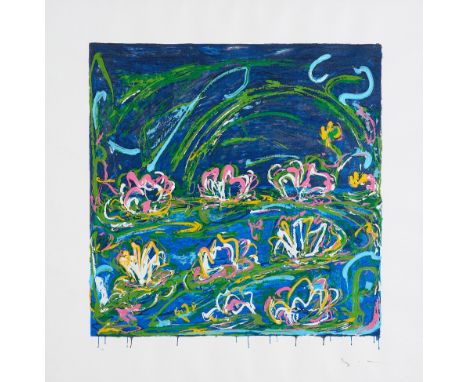 MARIO SCHIFANO(Homs 1934 – Roma 1998)Gigli d'acqua, 1996Serigrafia su carta cm 85x85  Es. P.A.Firma in basso a destraTiratura