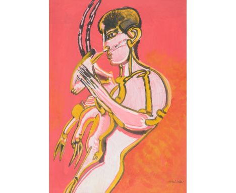 REMO BRINDISI(Roma 1918 – Lido di Spina 1996)PastoreTempera su carta intelata cm 70x50Firma al fronteSul retro dell'opera è v