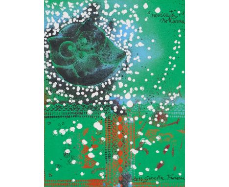 GIOSETTA FIORONI(Roma 1932)Nevicata notturna, 2014Tecnica mista su carta cm 26,3x20Firma e data in basso a destraOpera in cor