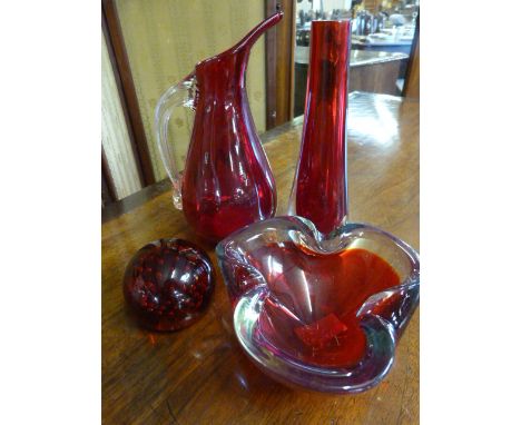 A quantity of Whitefriars ruby red wear