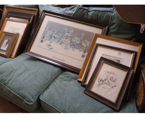 Eight Louis Wain prints 