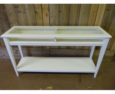 A Modern glass inset console table