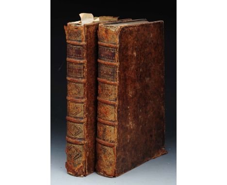 PASQUIER, Estienne, Les Oeuvres, Amsterdam 1723, 2 vols, title page printed in red and black, full tooled leather boards with