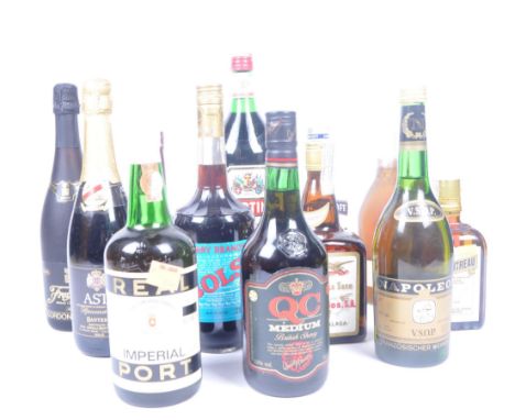 A collection of alcohol &amp; spirits to include Malaga Triple Seco Larios SA, Bols Cherry Brandy 100cl 21.8%, Vinicola Imper