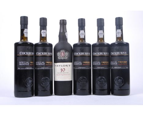 A collection of six bottles of port comprising 5x bottles of Cockburn's Special Reserve and one bottle of Taylor's 10 Year Ta