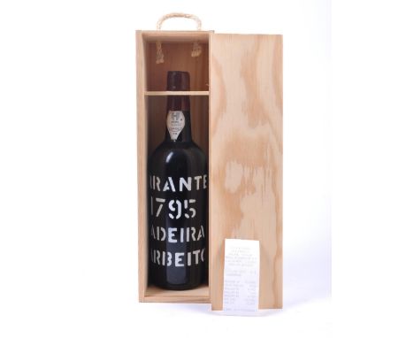 1 bottle of Vintage Madeira, being Terrantez 1795 Madeira Barbeito, wax seal intact, housed in wooden presentation box and co