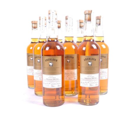 A case of 8x bottles of Aberlour Millennium 2000 Malt Scotch Whisky, distilled in 1989 &amp; reserved for I.D. Francis. 70cl 