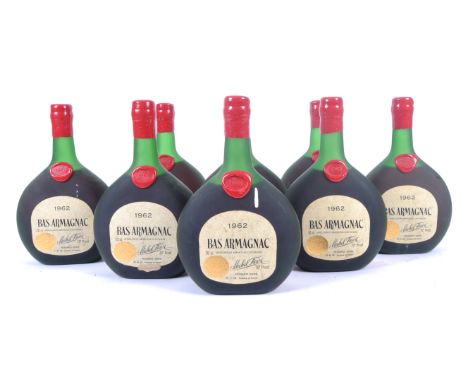 8x bottles of Bas Armagnac Vintage 1962. 70cl. 70 Proof. Bottled by Michel Faure, Nogaro-Gers. Appellation Armagnac Controlee