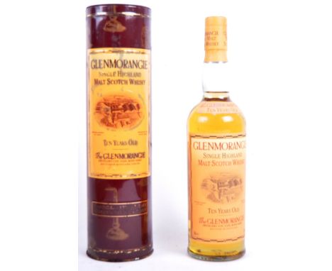 A boxed bottle of Glenmorangie Single Highland Malt Scotch Whisky Ten Years Old 40% 750ml. Complete in presentation tin tube 