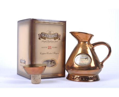 GLENTURRET twenty-one year old Highland single malt Scotch whisky, bottled in a ceramic copper lustre flagon by Wade, 70cl 40