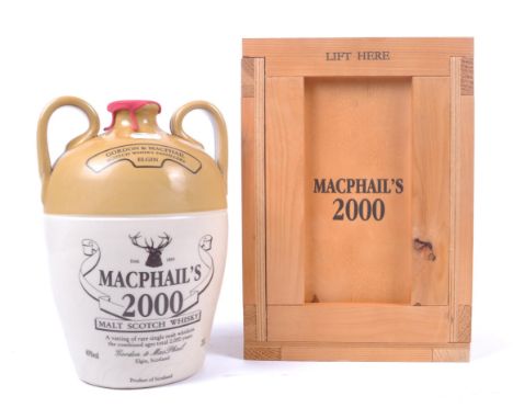 MACPHAILS 2000 Malt Scotch Whisky. A vatting of rare malts, aged a total of 2000 years. 2 Litres, 70 proof, in ceramic flagon