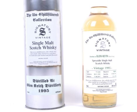 Glen Keith Vintage 1995 Speyside Single Malt Scotch Whisky from the Un-Chillfiltered Collection Signatory Whisky. Ages 15 yea