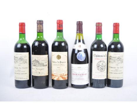 A mixed half case of six bottles of 1980's vintage French red wine. Comprises 1982 Chateau La Prunerie Lalande De Pomerol, 19