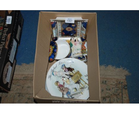 A quantity of china including Bradex display plates, Royal Worcester Millennium china, small figures, egg, etc.