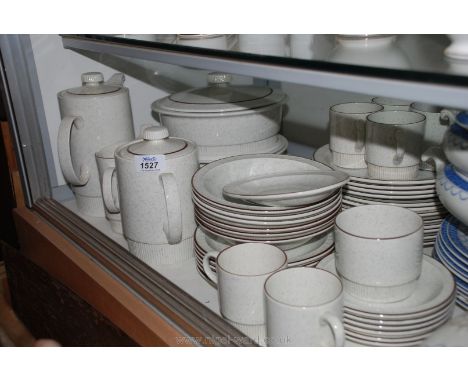 A Poole pottery 'Parkstone' part Tea/Dinner Service in speckled oatmeal pattern including Teapot, Coffee Pot, cups and saucer