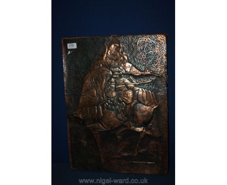 A copper Panel of a samurai warrior
