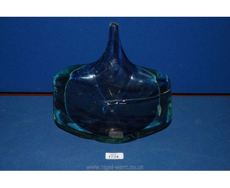 A Mdina 'Axe Vase' in blues and green.