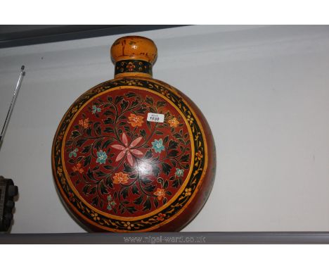 An early Persian tinware moon flask.