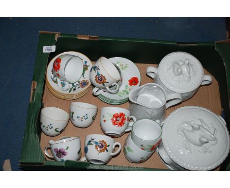 Three pieces of Royal Worcester "Gourmet" ovenware, Royal Worcester teaware, poppy design cups and saucers, etc.
