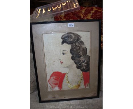 Ursula Mynores, 1942 - A framed Watercolour Portrait of Beti Davies signed and dated by the artist and by the subject - "Best