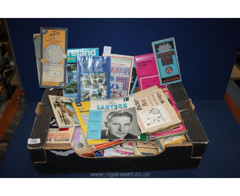 A box of old Ordnance Survey maps, local guides, French Michelin maps, etc.