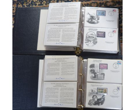 Two folders of first day covers commemorating the fiftieth anniversary of  WWII released by Danbury Mint.
