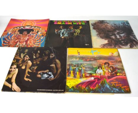 Five vinyl LPs, Jimi Hendrix 'The Jimi Hendrix Experience Electric Ladyland', also a re-released different cover for the same