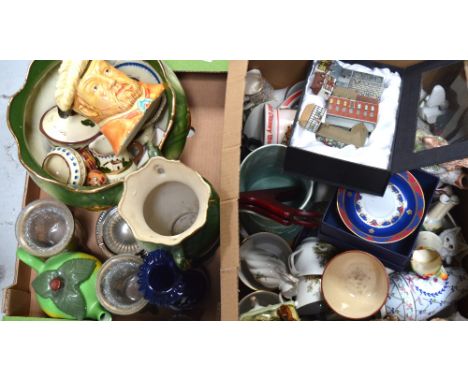 A quantity of decorative ceramics to include Danbury Mint collectors plates, ceramic Wade building, a boxed Royal Worcester c
