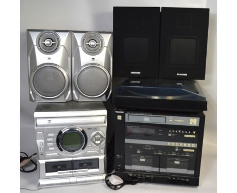 A Fergusson digital controlled compact disc/double cassette receiver, a Fergusson automatic return turntable and a pair of Fe