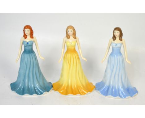 Three Royal Doulton figurines from the Gem Stone Collection to include HN4972 March Aquamarine, HN4979 October Opal, HN4981 D