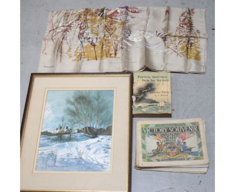 J. Vincent; a watercolour 'Winter scene Bidston Hill' signed and dated lower right and verso, 34 x 26cm, also a vintage Jacqm