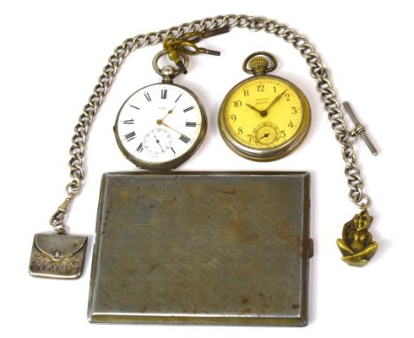 A silver open face pocket watch the enamel dial set with Roman numerals, subsidiary seconds hand and inscribed '17044', in or