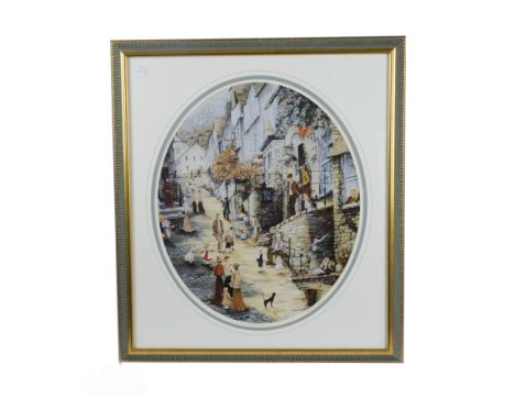 Mary Reed 20th Century limited edition print on paper, 'Clovelly', signed and titled in pencil (lower right), 46/390, diamete