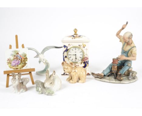 A selection of 20th &amp; 21st Century ceramics, including a Lladro rabbit and, Goebel Silver Gull, Mason's 'Mandalay' clock 