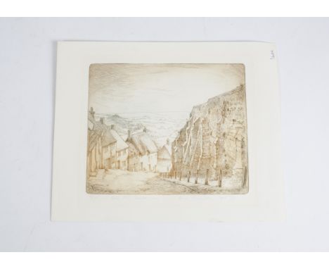 Anne Shingleton (1953-) Dorset school, The Hovis Hill "Gold Hill Shaftesbury", signed September 1978, a dry point etching, 24