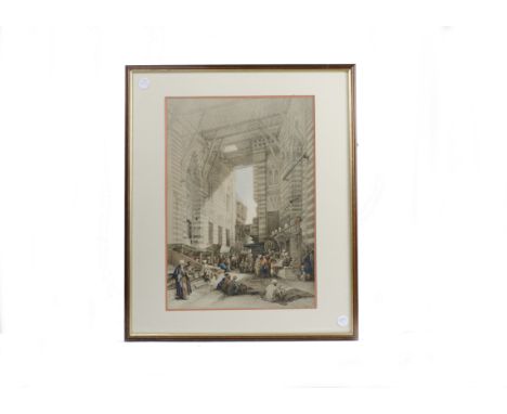 David Roberts R.A. (1796-1864) tinted lithograph, 'Bazaar of the Silk Mercers, Cairo', printed signature and titled (lower le