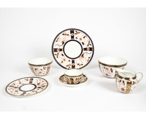 A Royal Doulton Crown Derby Imari tea service, consisting of six cups, six saucers, two large plates, six medium plates, two 