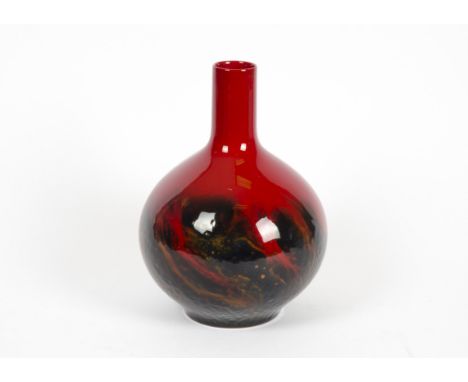 A Royal Doulton flambe vase of globular form, pattern number 1618, Royal Doulton mark to base, regarded as having an "ox bloo
