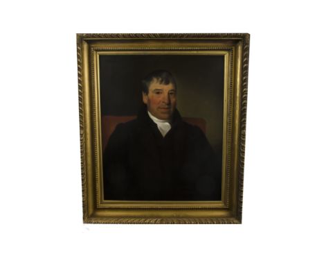 B Hubbard (act. 1839-1864) oil on canvas, 'Portrait of a Gentleman', unsigned, signed to the verso 'B. Hubbard, George **** A