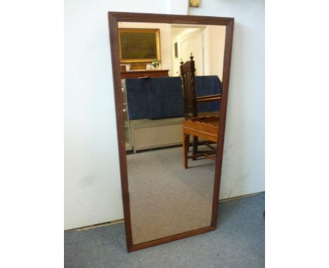 A reeded oak framed rectangular wall mirror, 47 cm x 101 cm