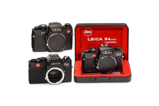 Leica R7, R4 MOT and R3 MOT Leitz, Wetzlar/Portugal. 1) Leica R7, 1995, no...