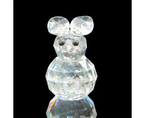 Clear, faceted body, head and tail with ears back. Black button eyes. Swarovski SCS backstamp. 7652 020 000. This item has it
