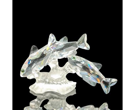 These beautiful tropical fish in faceted clear crystal and depicted swimming through frosted crystal coral. Their eyes are br