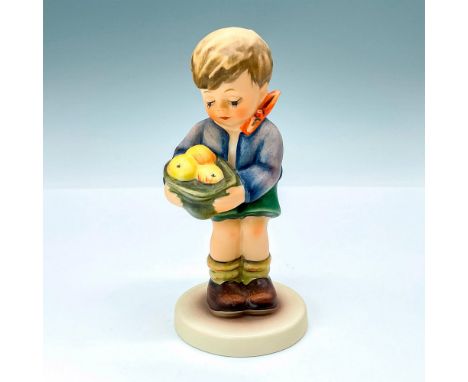 Gift From a Friend #4852 Matte porcelain, hand painted. Young boy with crooked bowtie carrying a basket of apples. M. I. Humm