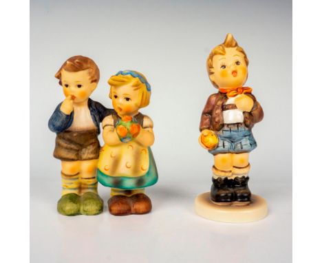 Hand painted in matte finish titled Cheeky Fellow and We Congratulate. M. I. Hummel impressed backstamp. Goebel backstamp. Ta