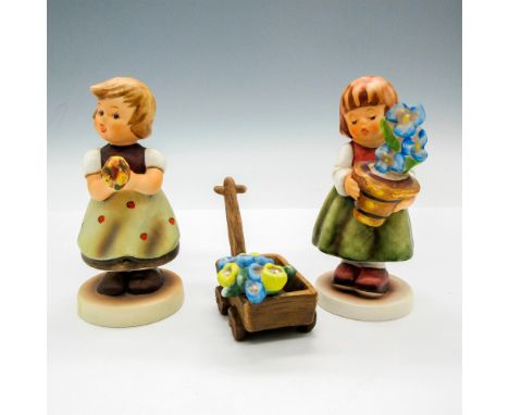 Hand painted figures of children 257, Birthday Present 341 (First Issue 1994, Special Event) and wagon with flowers. Goebel b