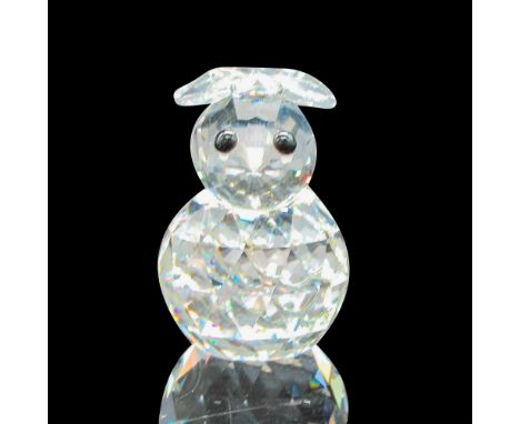 Clear, faceted body, head and tail with ears back. Black button eyes. Swarovski SCS backstamp. 7652 020 000. This item has it
