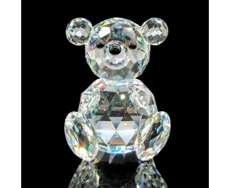 Part of the Woodland Friends group. Clear faceted body, round ears, outstretched arms with black button nose and eyes. Swarov