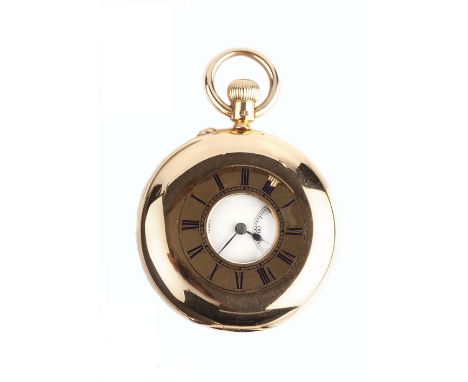 A LATE VICTORIAN 18CT GOLD HALF HUNTER POCKET WATCH BY LONDON & RYDER, the signed white enamel dial with Roman numerals, subs